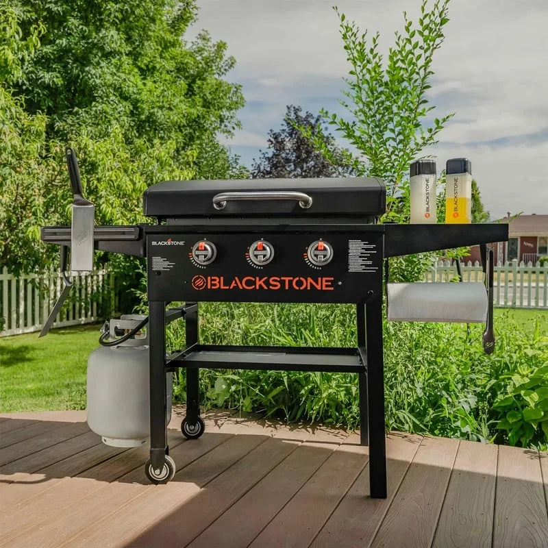 28 In. Blackstone Griddle 2080 With Hood XL Griddle Original 3-Burner Outdoor Flat Top Grill, With Blackstone Griddle