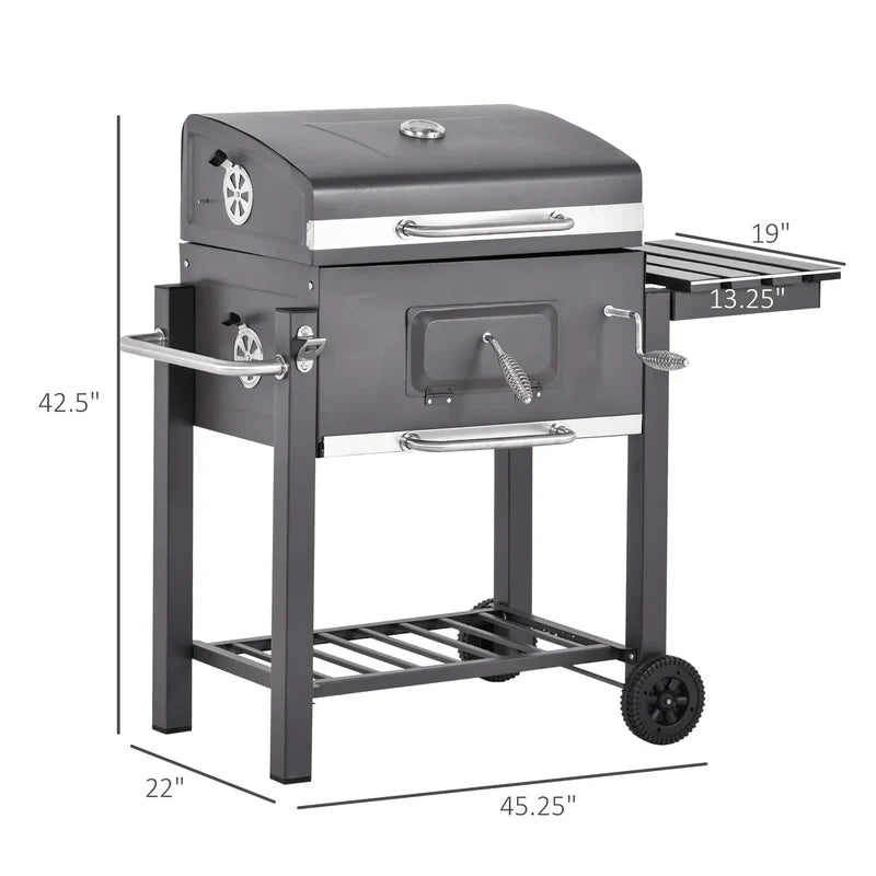 Outsunny Charcoal Bbq Grill, Outdoor Portable Cooker, Gray