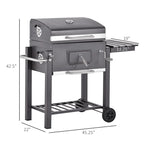 Outsunny Charcoal Bbq Grill, Outdoor Portable Cooker, Gray