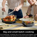 Ninja Crispi 5-in-1 Portable Glass Air Fryer Cooking System Small And Large Batch Containers