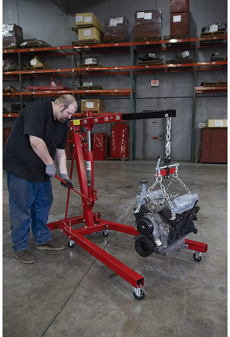 Strongway Hydraulic Engine Hoist With Load Leveler, 2-Ton Capacity, 1 In.-82 5/8 In. Lift Range