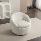 Swivel Barrel Chair, 360 Degree Rotation, Boucle Fabric
