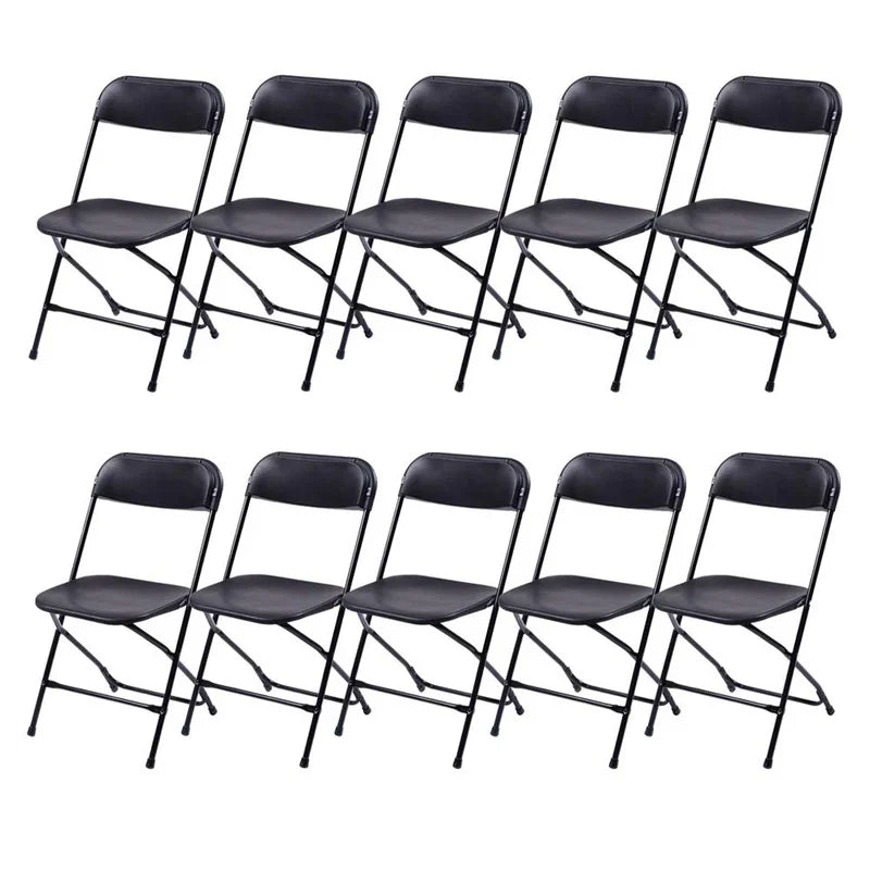 Ktaxon 6 Ft. White Folding Table And 10 Pack Folding Chairs Black, Plastic Table And Chair Set