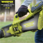 Ryobi 40V HP Brushless Whisper Series 190 MPH 730 CFM Cordless Battery Jet Fan Leaf Blower With 2 4.0 Ah Batteries And Charge