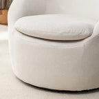Swivel Barrel Chair, 360 Degree Rotation, Boucle Fabric