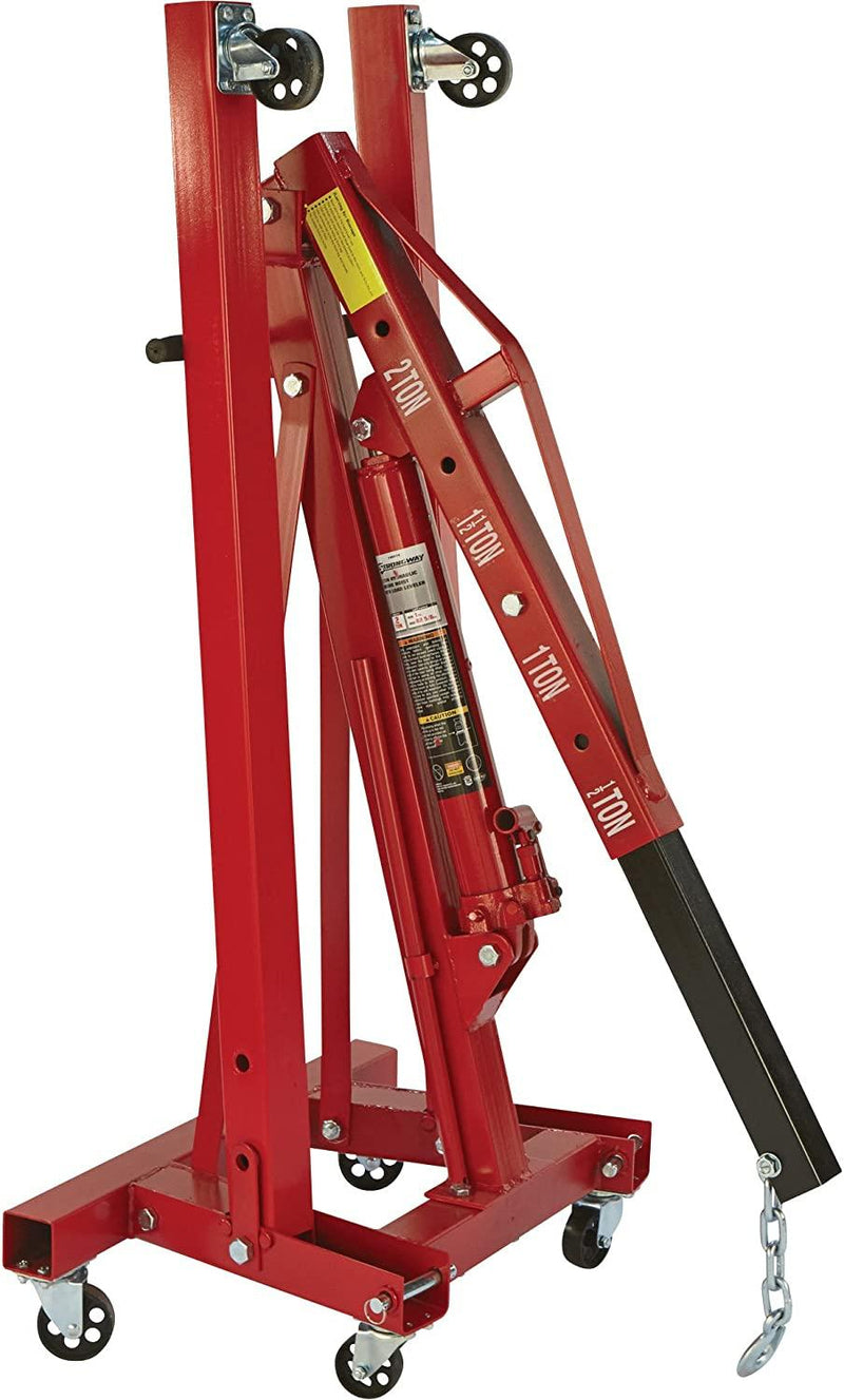 Strongway Hydraulic Engine Hoist With Load Leveler, 2-Ton Capacity, 1 In.-82 5/8 In. Lift Range