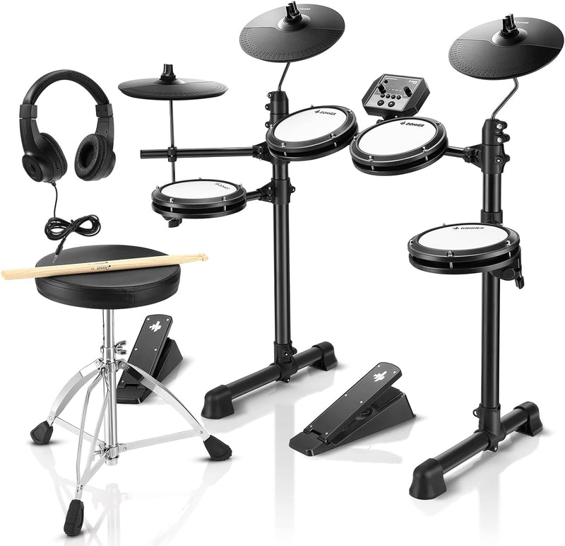 Donner DED-80 Electronic Drum Set, Electric Drum Set For Beginner With 4 Quiet Mesh Drum Pads, 2 Switch Pedal, 180 Plus Sound