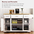 Large Kitchen Island With Wood Drop Leaf, Embossed Texture Rolling Kitchen Cart wDoors And Drawers wStorage For Kitchen, Whit