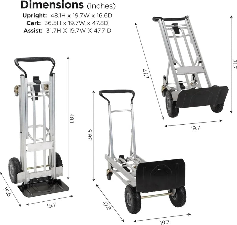 4-in-1 Folding Hand Truck With Puncture-Proof Wheels