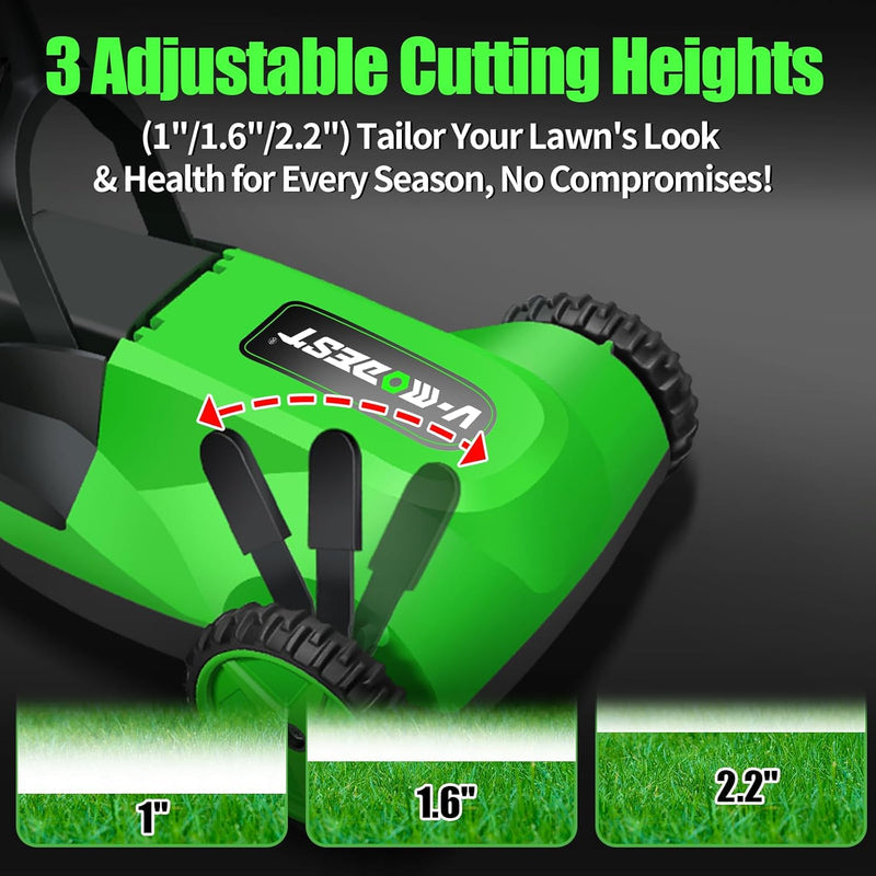 Cordless Lawn Mower, Electric Small Lawn Mower With 2 x 21V 4.0Ah Battery, Lightweight Mini Lawn Mower With Brushless Motor, 
