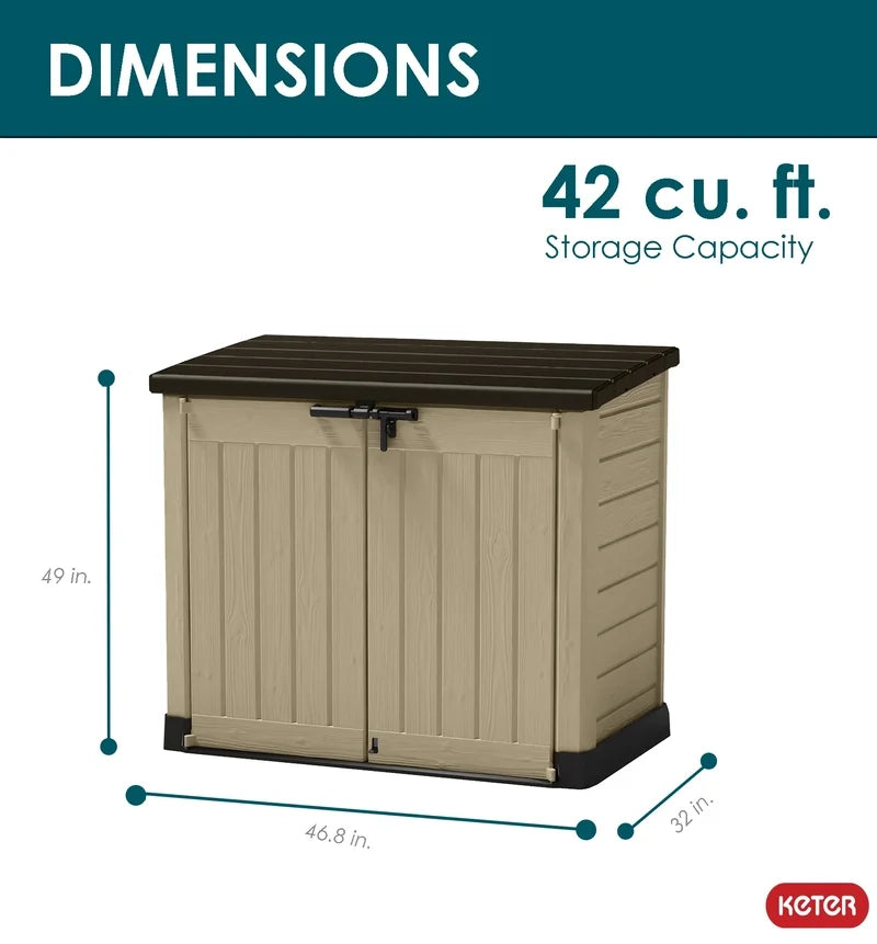 Keter Store It Out MAX Horizontal Durable Resin Outdoor Storage Shed With Heavy Duty Floor And Locking Latch And Double Doors