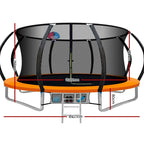 14 Ft. Trampoline Kids Trampoline Rebounder w/Ladder Basketball Hoop Orange