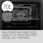 EuroChef 60cm Stainless Built-In 70L Grill 8 Function Fan Forced Electric Wall Oven