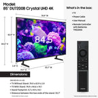 Samsung 85 In. DU7200B Crystal UHD 4K Smart TV With HDR, Motion Xcelerator, And Object Tracking Sound Lite