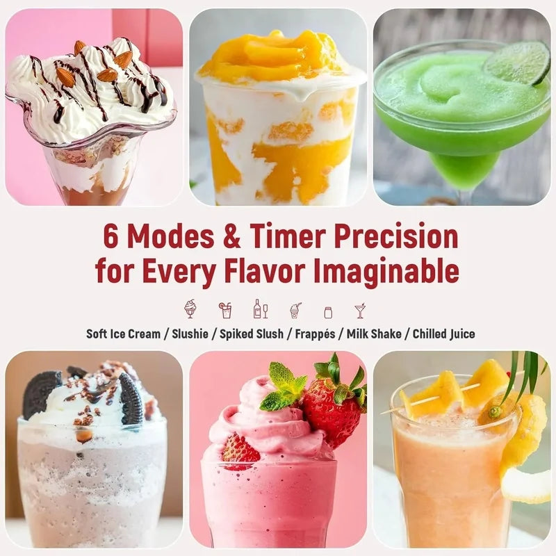 Slushie Machine, No Ice Needed All-in-One Slushy Maker For Home, Real-Time Temp Display, Auto-Clean, 6 Preset, Frozen Margari