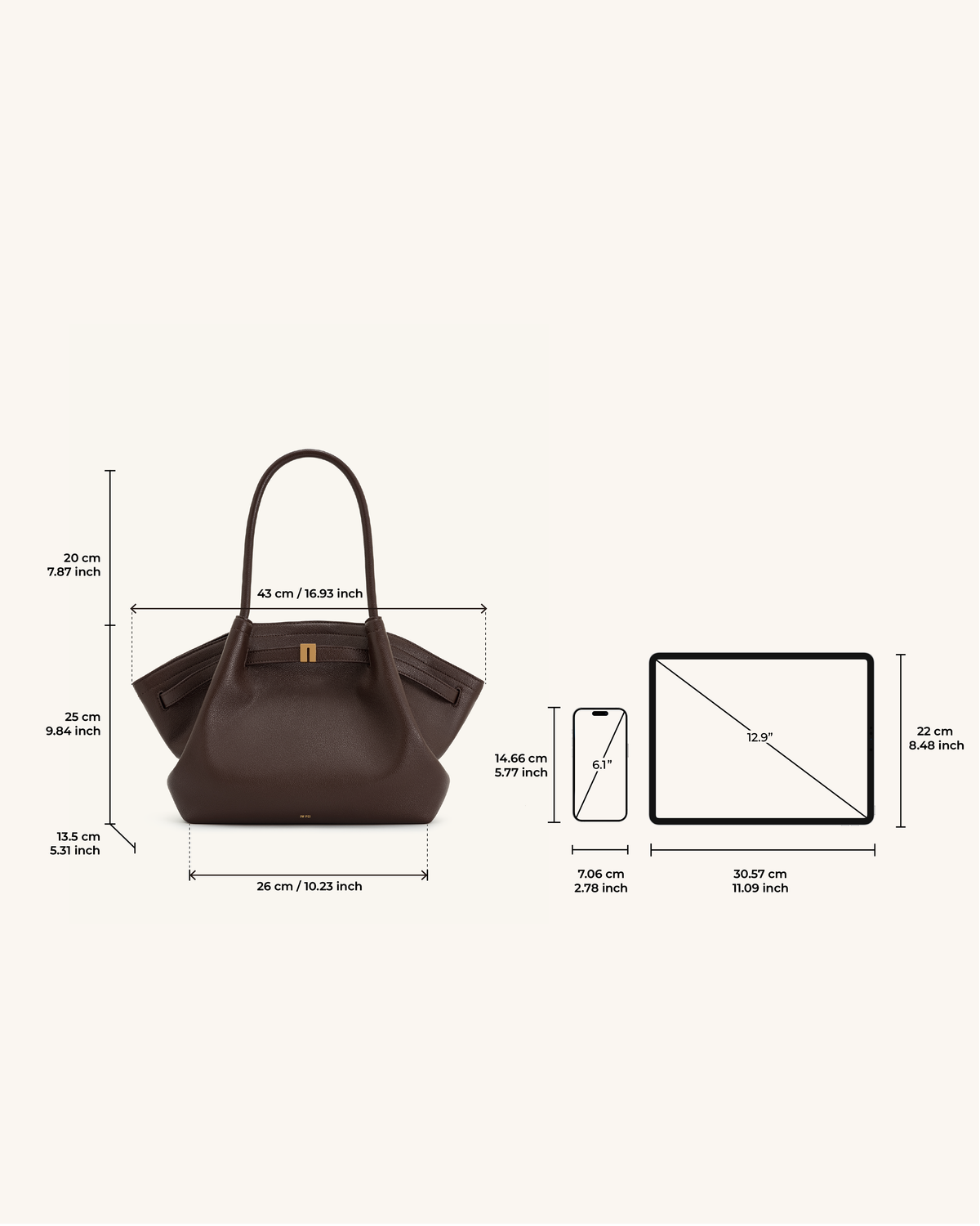 Hana Medium Tote Bag - Dark Brown - image 7