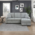 Sleeper Sofa, L Shape Sectional Couch With Right Storage Chaise And Pull Out Sofa Bed, Grey