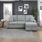 Sleeper Sofa, L Shape Sectional Couch With Right Storage Chaise And Pull Out Sofa Bed, Grey