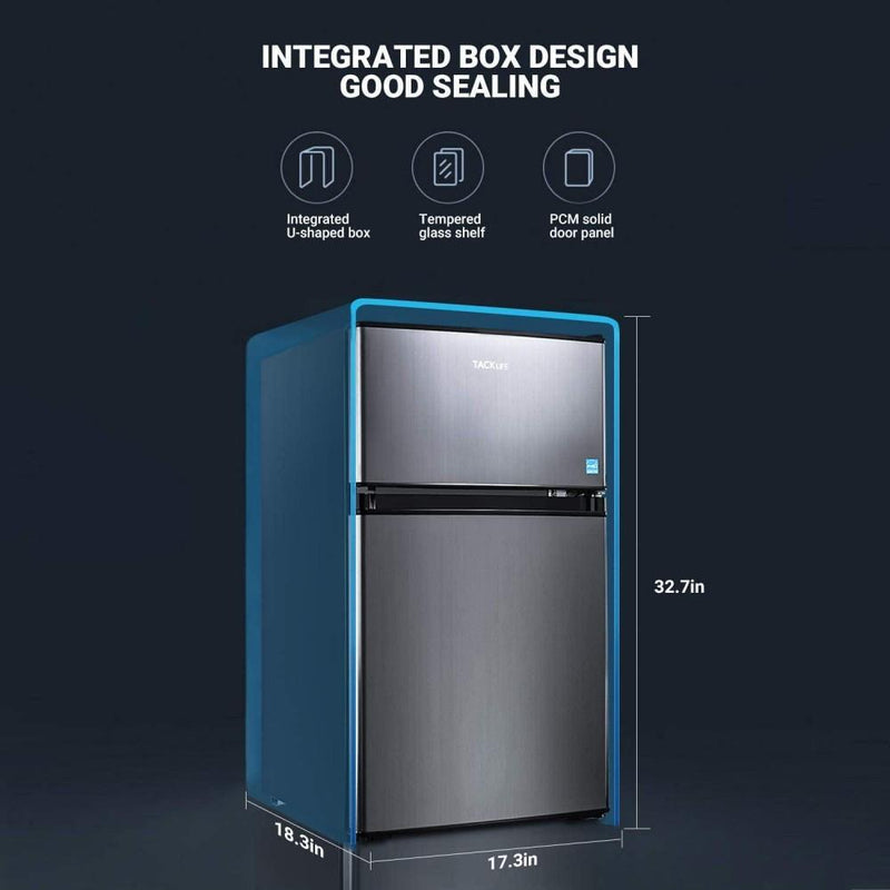 Mini Fridge With Freezer, 3.1 Cu. Ft. Small Refrigerator, LED Light, 2 Doors, For Bedroom And Office