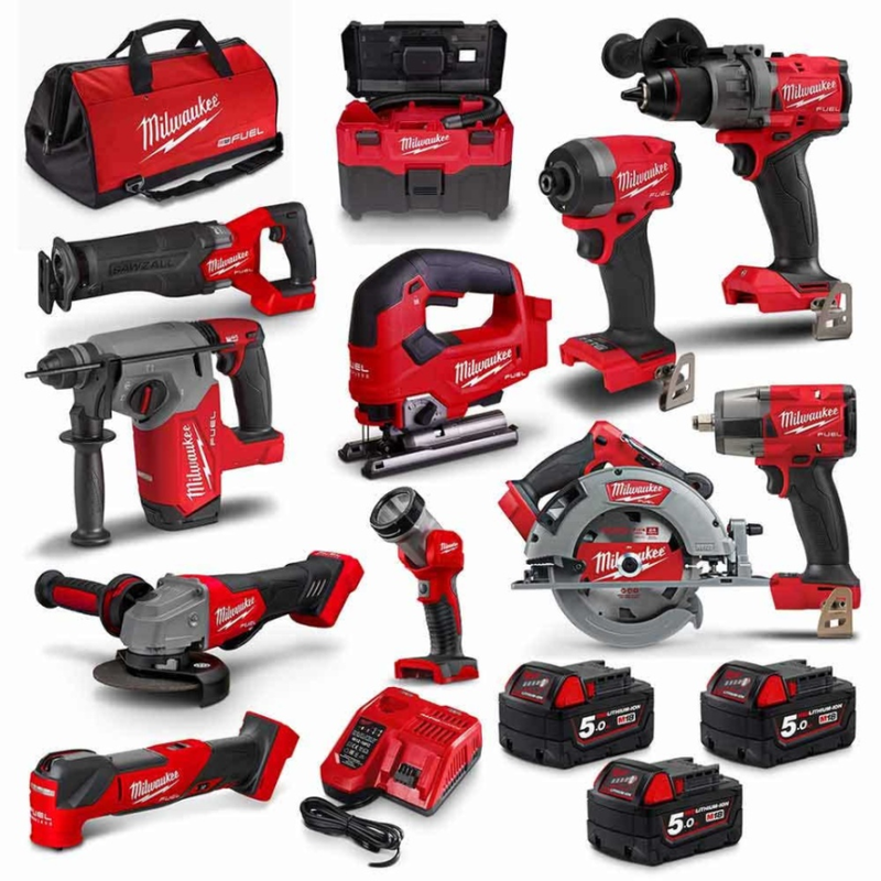 Milwaukee 18V Fuel 11 Piece 3 x 5.0Ah Combo Kit M18FPP11A3503B