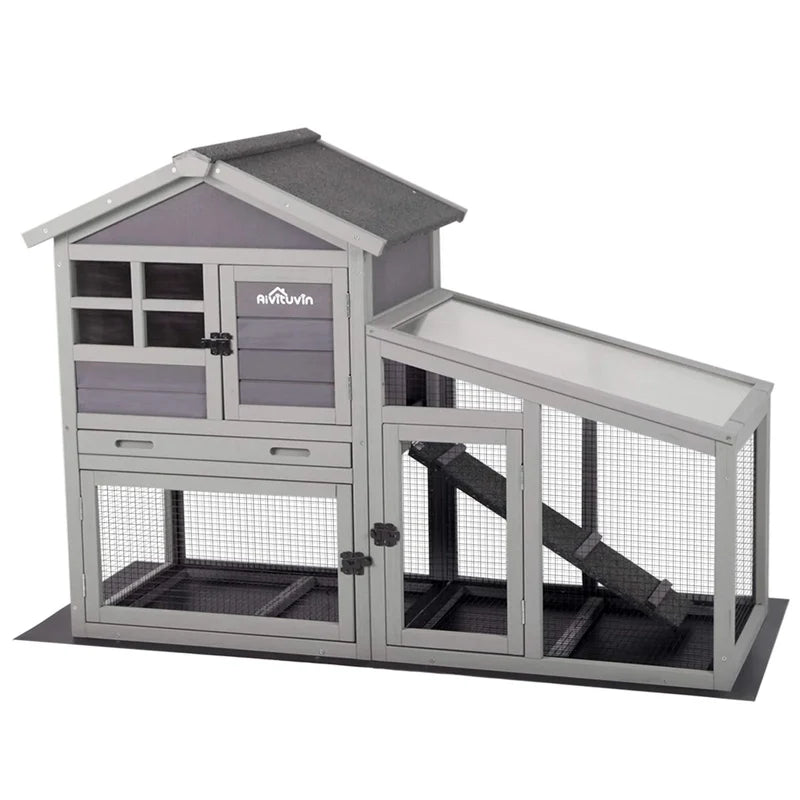 Aivituvin Rabbit Hutch Outdoor Indoor Bunny Cage With Pull Out Tray, Upgraded Chicken Coop With Removable Wire Mesh Bottom, G