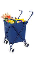 Folding Shopping Cart, VersaCart Transit Utility Cart, Transport Up To 120 Pounds, Water-Resistant Heavy Duty Canvas, Navy Bl