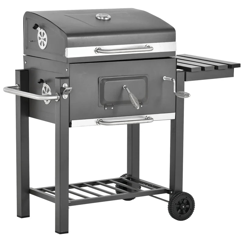 Outsunny Charcoal Bbq Grill, Outdoor Portable Cooker, Gray