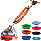 Commercial Floor Scrubber With Brushes And Pads, Heavy Duty Buffer And Cleaner For Tile And Grout