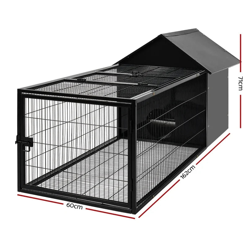 Weatherproof Metal Rabbit Hutch w/Run And Secure Locks i.Pet