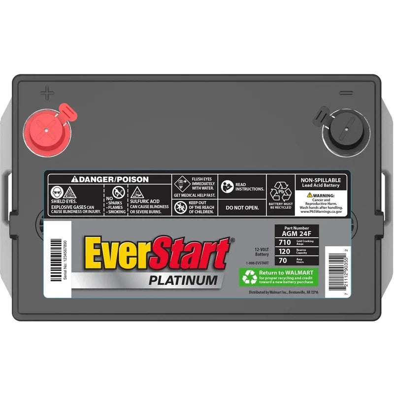EverStart Platinum AGM Automotive Battery, Group Size 24F 12 Volt, 750 CCA, MadeInUSA