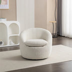 Swivel Barrel Chair, 360 Degree Rotation, Boucle Fabric