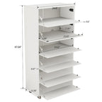 Mirror Shoe Cabinet With 6 Flip Drawers, Shoe Rack Organizer Store Ample Shoes,4 Metal Legs, Hand-Touch Flip-Out Door