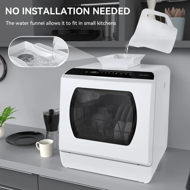 Hermitlux Countertop Dishwasher With 5-Liter Built-In Water Tank