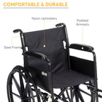 Drive Medical Silver Sport 1 Wheelchair With Full Arms And Swing Away Removable Footrest