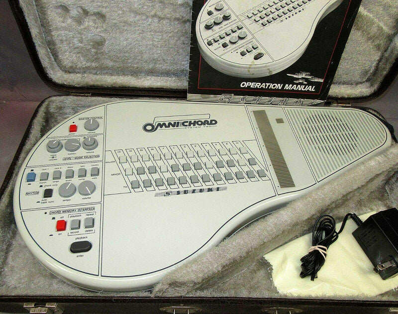 Suzuki Omnichord Om 84 System Two w/Hard Case Power Supply Manual Tested Works