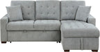 Sleeper Sofa, L Shape Sectional Couch With Right Storage Chaise And Pull Out Sofa Bed, Grey