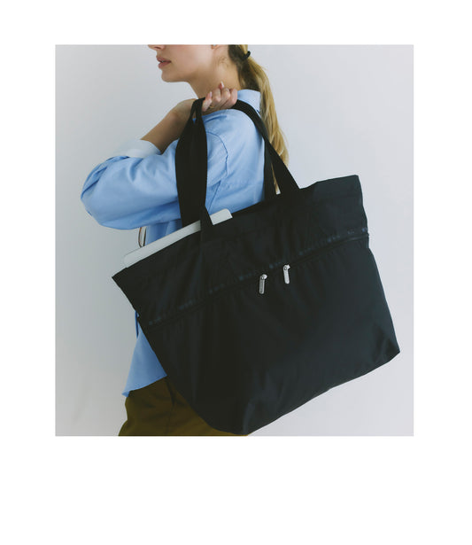 Carlin Zip Top Tote Bag - Black solid view 2