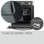 EuroChef 60cm Stainless Built-In 70L Grill 8 Function Fan Forced Electric Wall Oven