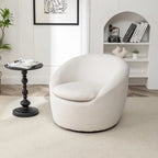 Swivel Barrel Chair, 360 Degree Rotation, Boucle Fabric