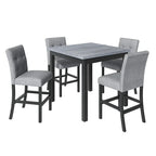 5 Piece Counter Height Dining Set, Wood Dining Table Set With Rectangle Table And 4 Upholstered High Back Chairs