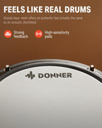Donner DED-80 Electronic Drum Set, Electric Drum Set For Beginner With 4 Quiet Mesh Drum Pads, 2 Switch Pedal, 180 Plus Sound