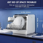 Portable Countertop Dishwasher With 5-Liter Built-In Water Tank And Air-Dry Function, 5 Washing Programs