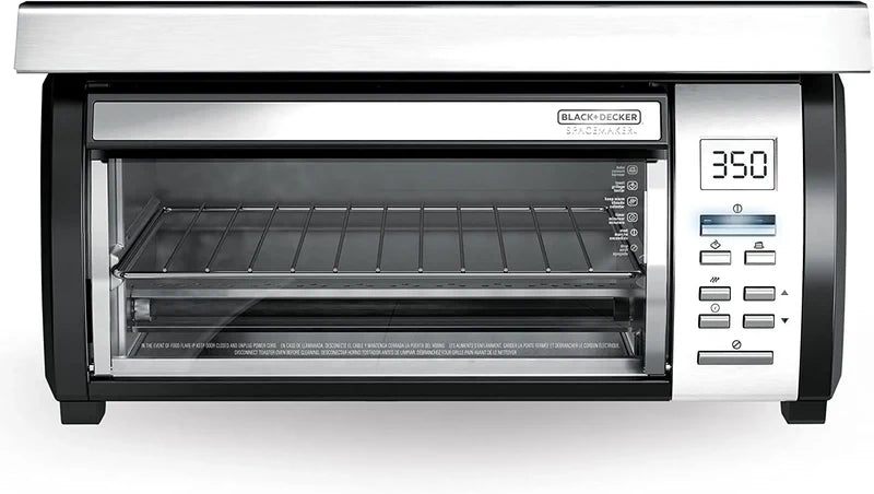 Black Decker SpaceMaker Under Counter Toaster Oven, Digital Controls, Black/Stainless Steel, Fits 9 In. Pizza Or 4 Slices