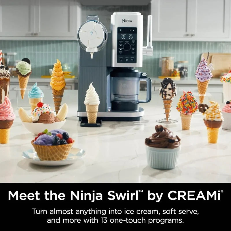 Ninja Swirl By CREAMi Ice Cream And Soft Serve Maker, Sorbet, Milkshake, Frozen Yogurt, Low Calories Program And More, 13-in-