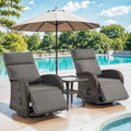 Pocassy 3PCS Versatile Outdoor Recliner Chair With Side Table Grey Cushion