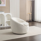 Swivel Barrel Chair, 360 Degree Rotation, Boucle Fabric