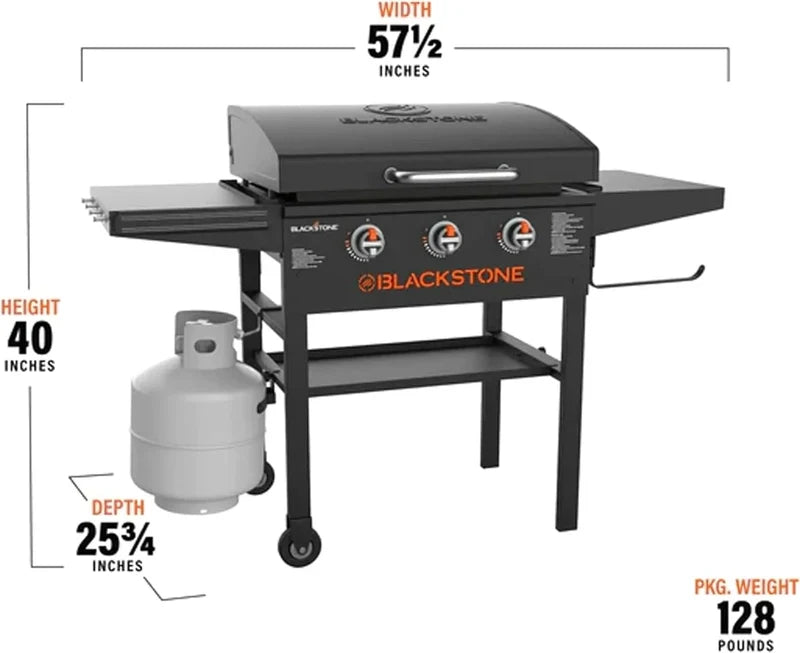 28 In. Blackstone Griddle 2080 With Hood XL Griddle Original 3-Burner Outdoor Flat Top Grill, With Blackstone Griddle