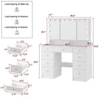 Makeup Vanity w/Tri-Fold Mirror Certified Lighting Glass Top Dresser