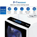 Portable Countertop Dishwasher With 5-Liter Built-In Water Tank And Air-Dry Function, 5 Washing Programs