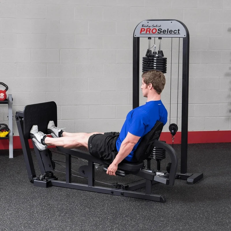 Body Solid Pro Select Leg Press Glp Stk/3 With 310 Lb Stack, Oversized Rubberized Footplate, Double Beam Design, Commercial